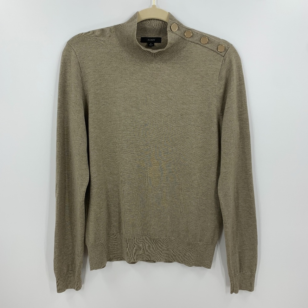 J Crew Silk Blend Shoulder Button Mock Neck Sweater Sz S